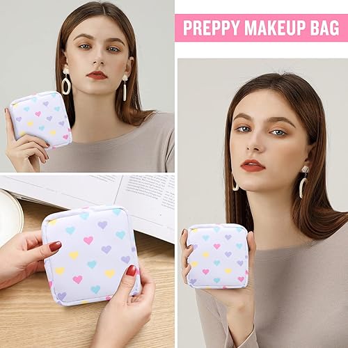 Miniatura 5 de izuzta Nylon Lager Pequeño Slim Mini Maquillaje Bolsa Organizador, Corazón blanco, Viajes