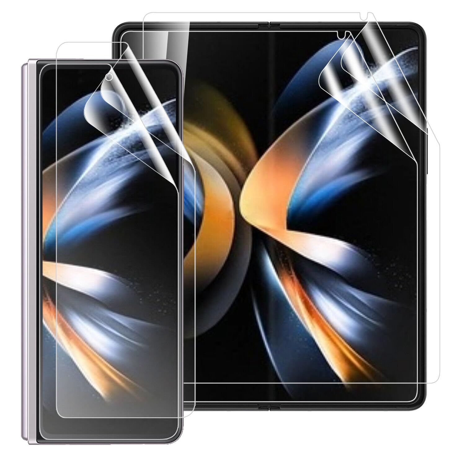 SOMEFUN 2 Pieces Flexible Hydrogel Screen Protector Compatible with Samsung Galaxy Z Fold4 / Fold 4 Soft TPU Protective Film [Not Tempered Glass][High Sensitivity][HD Transparent][Anti-scratch]