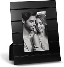 Essence Line Satin Black Metal Frame with Velvet Back - Elegant Table or Wall Photo Frame (Black, 10x15)