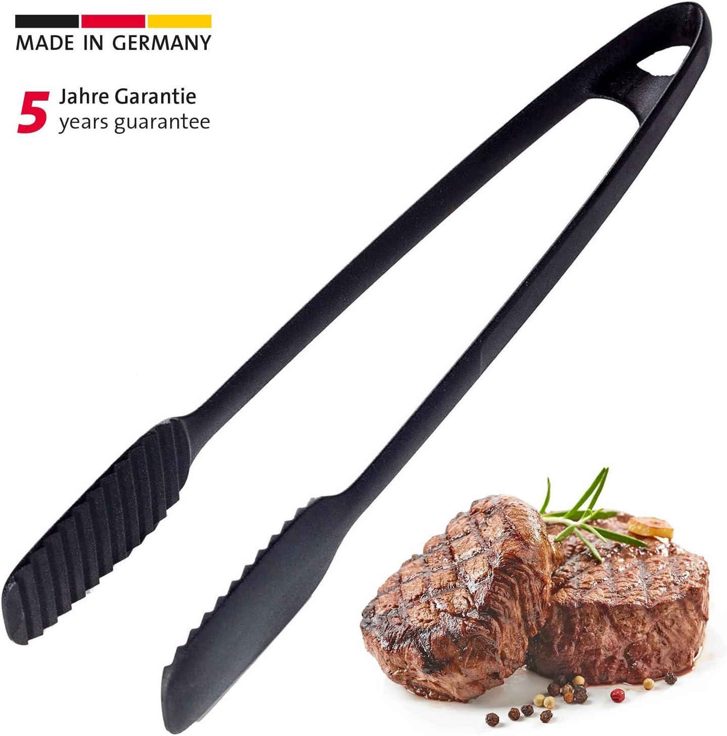 Westmark Gentle Plus 28692275 Roasting and Serving Tongs, Barbecue Tongs, High Heat Resistant Plastic, Length: 33.2 cm, Black