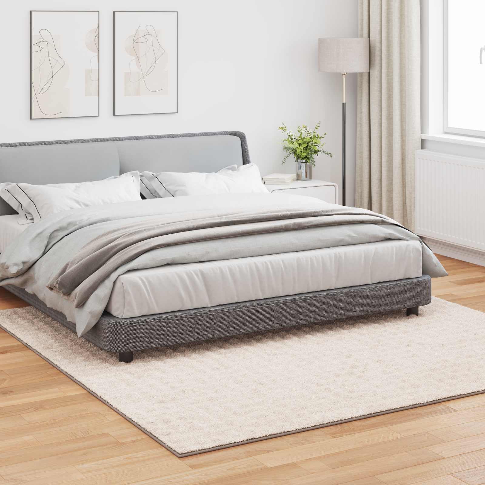 Tappeto Sirolo, beige, 240 x 240 cm, quadrato, in robusto poliestere, antiscivolo, lavabile in lavatrice, riduzione del rumore, per soggiorno, camera da letto, terrazza coperta