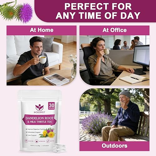 Miniatura 4 de Dandelion Root with Milk Thistle Tea - Organic Dandelion Root and Milk Thistle Tea bags for Liver Cleanse, Antioxidant and Immune Support, Caffeine