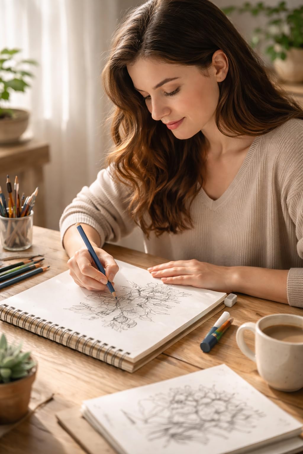 A4 Eskiz Defteri, İnce Grenli, Kolay Silinebilir pH Nötr Kağıt, Spiralli Sketch Book, 90 g/m², 40 Yaprak, Çizim ve Karakalem İçin