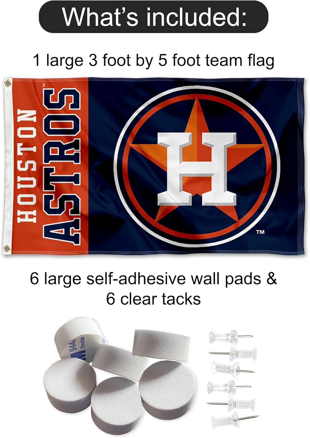 Houston Astros Wordmark Logo Banner and Tapestry Wall Tack Pads - Image 2