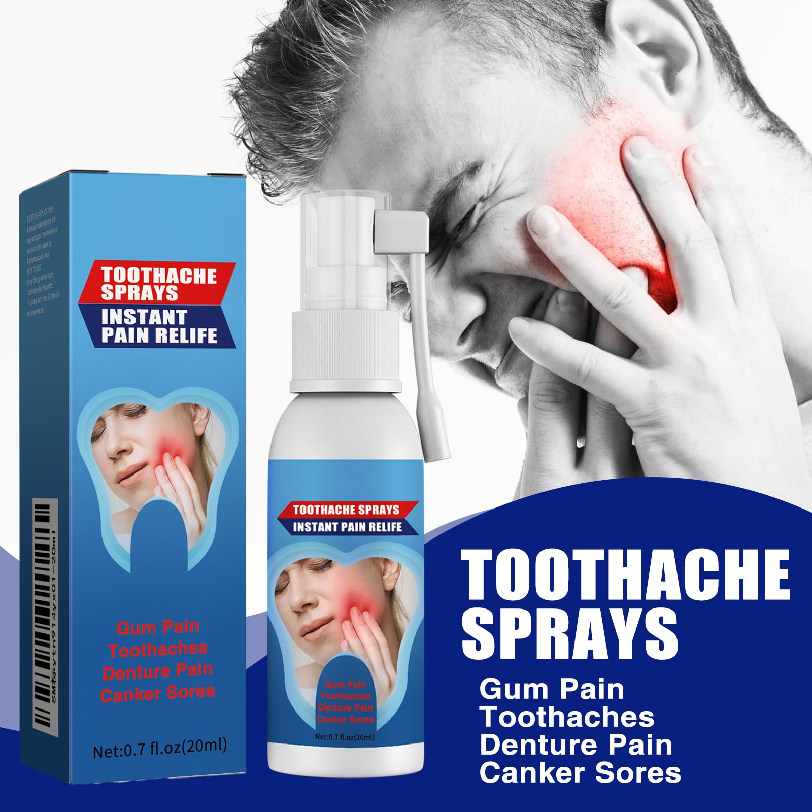 2 sztuki szybkiej ulgi stomatologicznej spray, ulga w sprayu do bólu zębów ziołowy spray do pielęgnacji jamy ustnej, łagodzenie bólu dziąseł i próchnicy