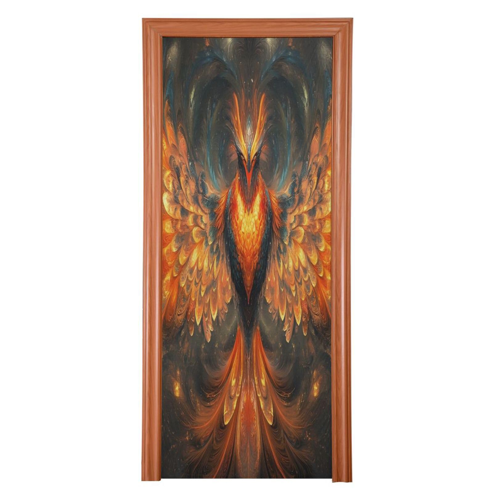 FLildon Phoenix Pattern Door Cover Decoration, Party Accessory Porch Decor for Festive Ornament Room Door Covers 35 x 79 Inch