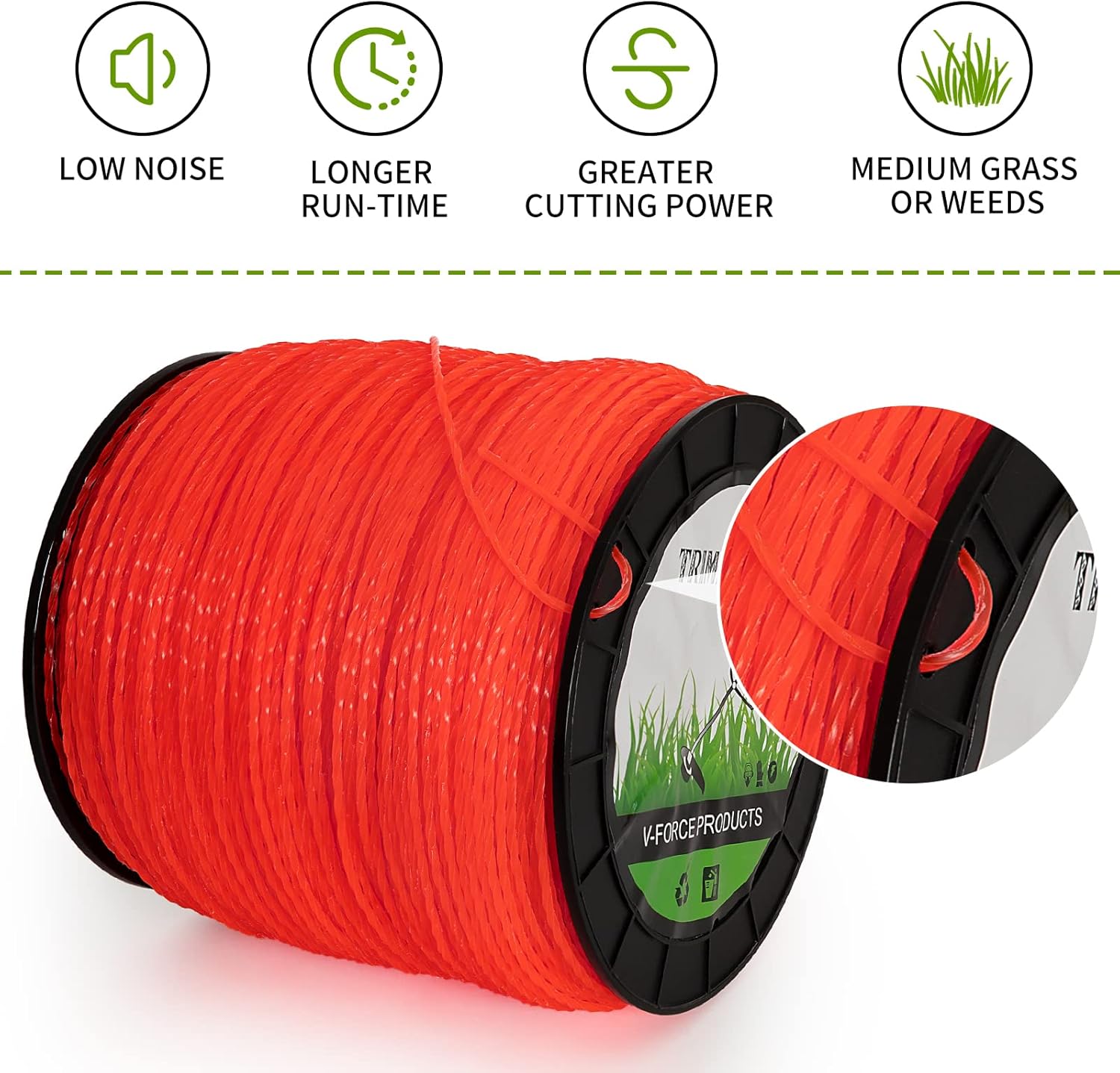 String Trimmer Line .095-Inch-by-1765-Foot 5lb Spool - Heavy-Duty Spiral in Cord Weed Eater Twisted String for Ego Stihl Ryobi Echo Grass Trimmers, Cordless Weed Wacker String
