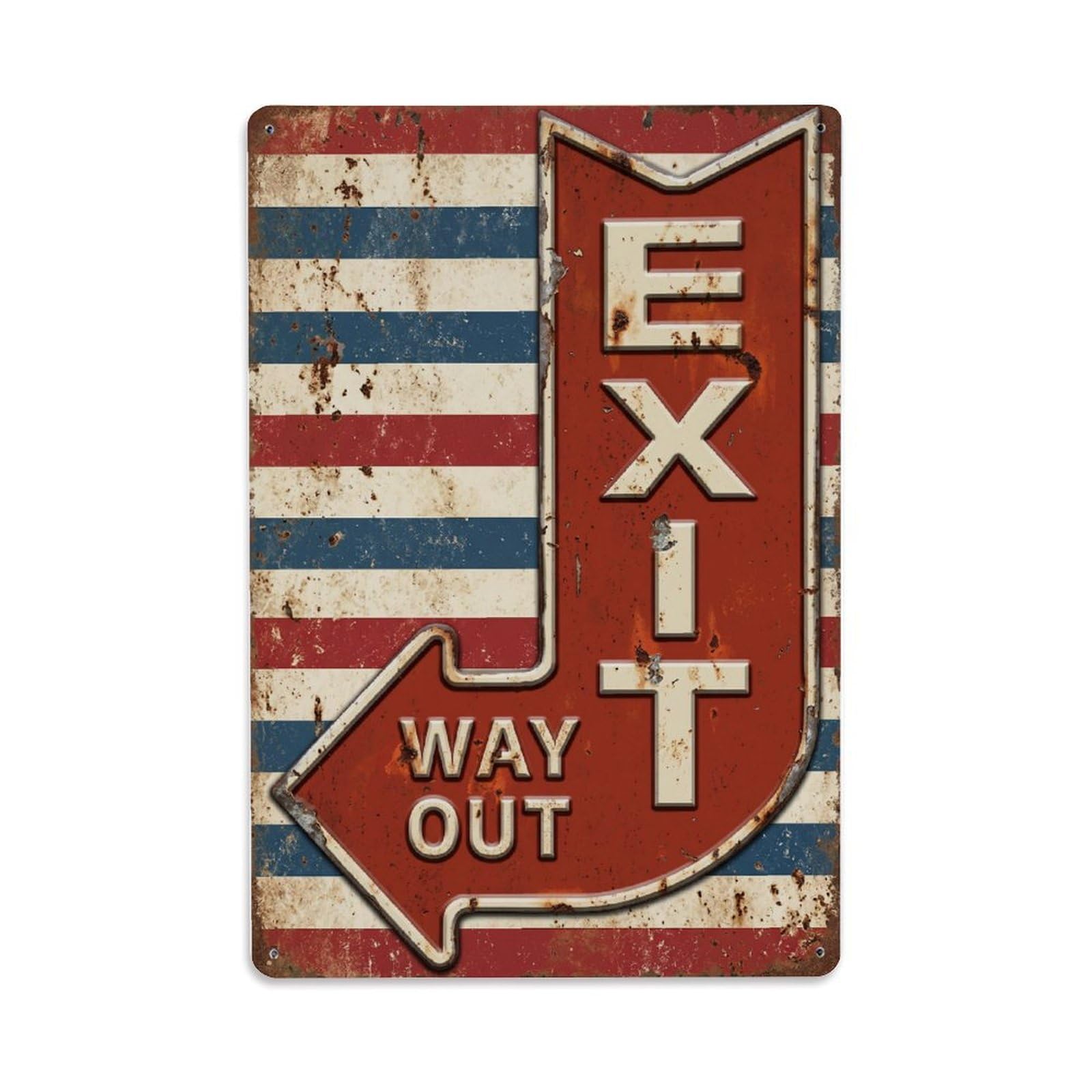 Exit This Way Out Universal Symbol Metal Tin Sign Plaque Wall Decor for Cafe, Club Bar, Office, Home Garden Metal Poster 8x12Inch