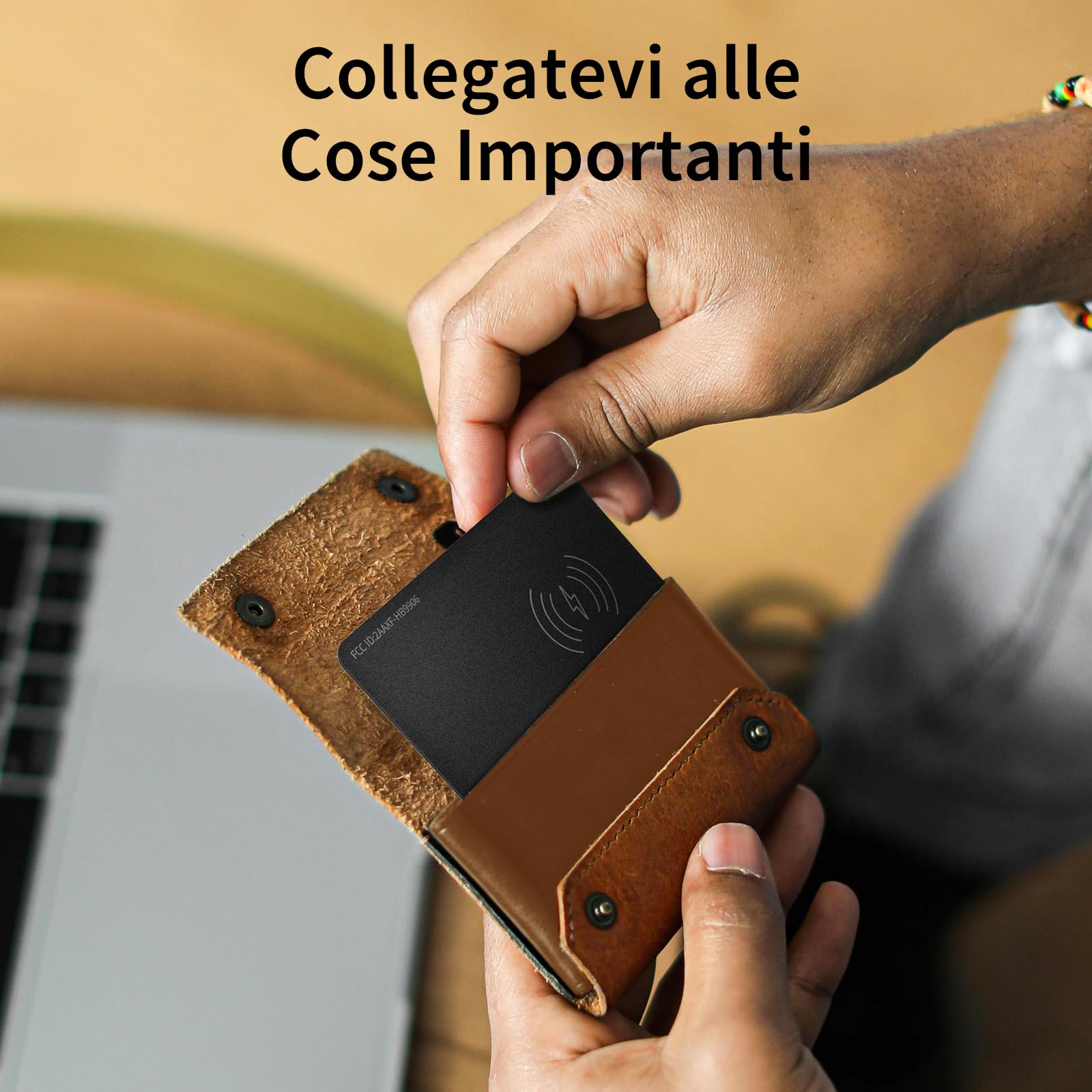 WAFTING Wallet Tracker Card, Ricaricabile senza fili Smart Localizzatore portafoglio compatibile con Apple Dov'è (solo iOS), Air Bluetooth tag Trova Oggetto per etichette per bagagli, Valigia (1 Pack)