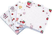 Vista 1 de Cute Kawaii Sticky Notes 3.1x3.1in 4Pads 80Sheets/Pad Self-Stick Note Pads Cute Colorful Super Sticky Note Pads 4 Unique Cute Patterns,Fruits Sticky