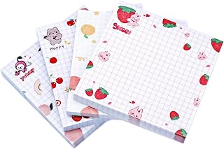 Cute Kawaii Sticky Notes 3.1x3.1in 4Pads 80Sheets/Pad | Self-Stick Note Pads Cute Colorful Super Sticky Note Pads 4 Unique Cute Patterns,Fruits Sticky Notes
