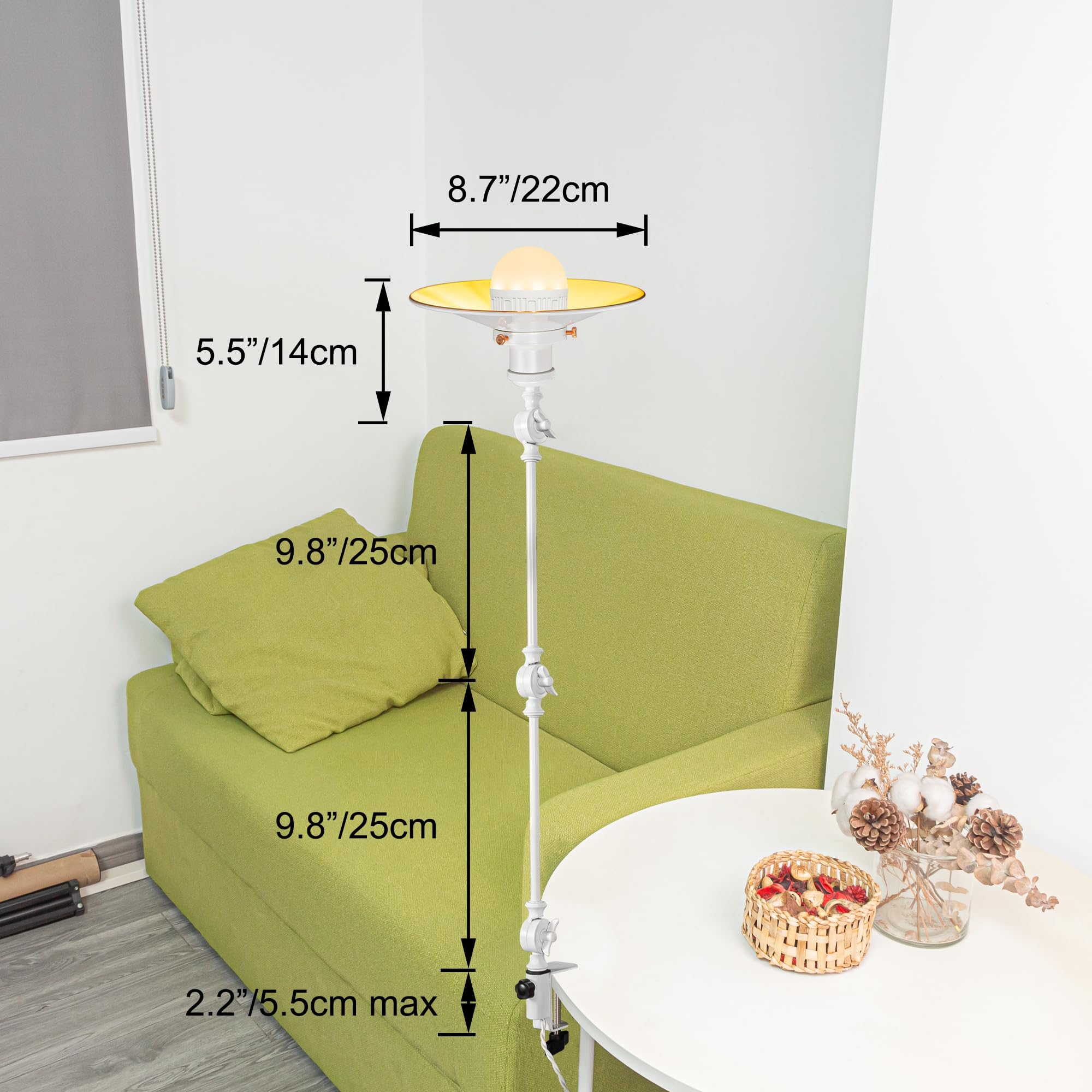 Wiederaufladbar Klemmleuchte mit Fernbedienung, Einstellbar Clip auf Schreibtisch Leselampe,Dimmbar Clamp Nachttischlampe mit Flexarm für Schreibtisch Nachttisch Regal- TB2773W