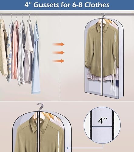 Vista 2 de SLEEPING LAMB Bolsas transparentes de 40 pulgadas para colgar ropa, almacenamiento de ropa, bolsas de traje reforzadas de 4 pulgadas para armario