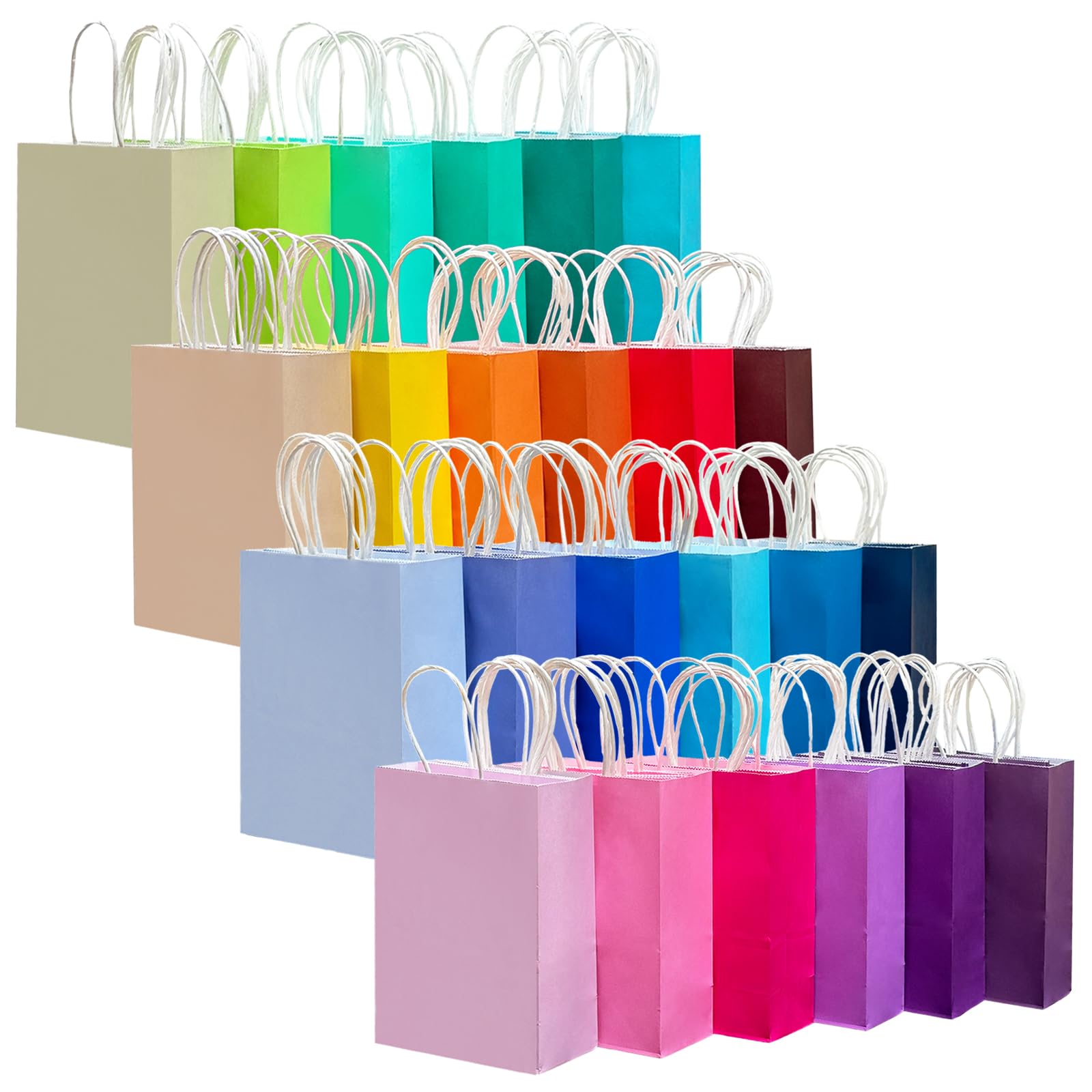 Gcardist 24 Colors Small Gift Bag with Handles Bulk 24PCS Paper Party Bags 8.3"x6"x3" Multiple Uses (15x8x21cm,Small Size)