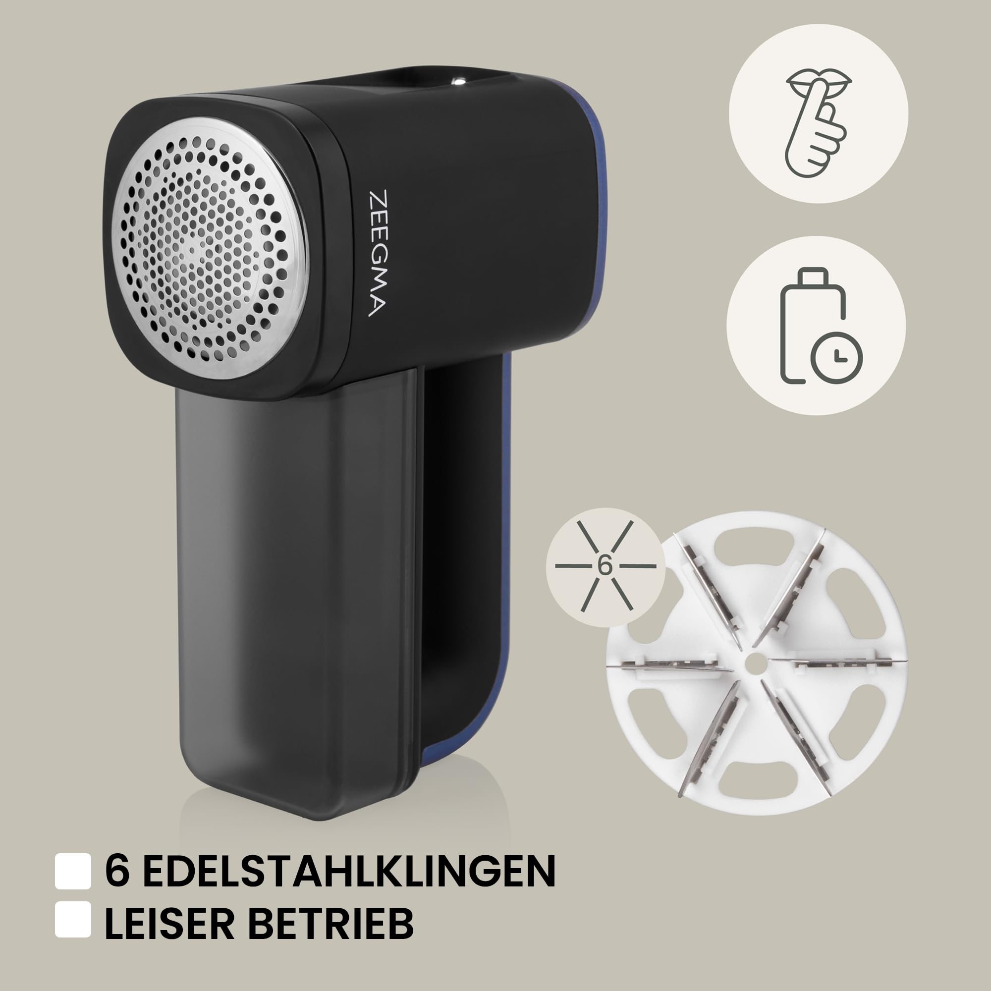 ZEEGMA LINTEE Black Fusselrasierer Elektrisch für Verschiedene Stoffe, 5W