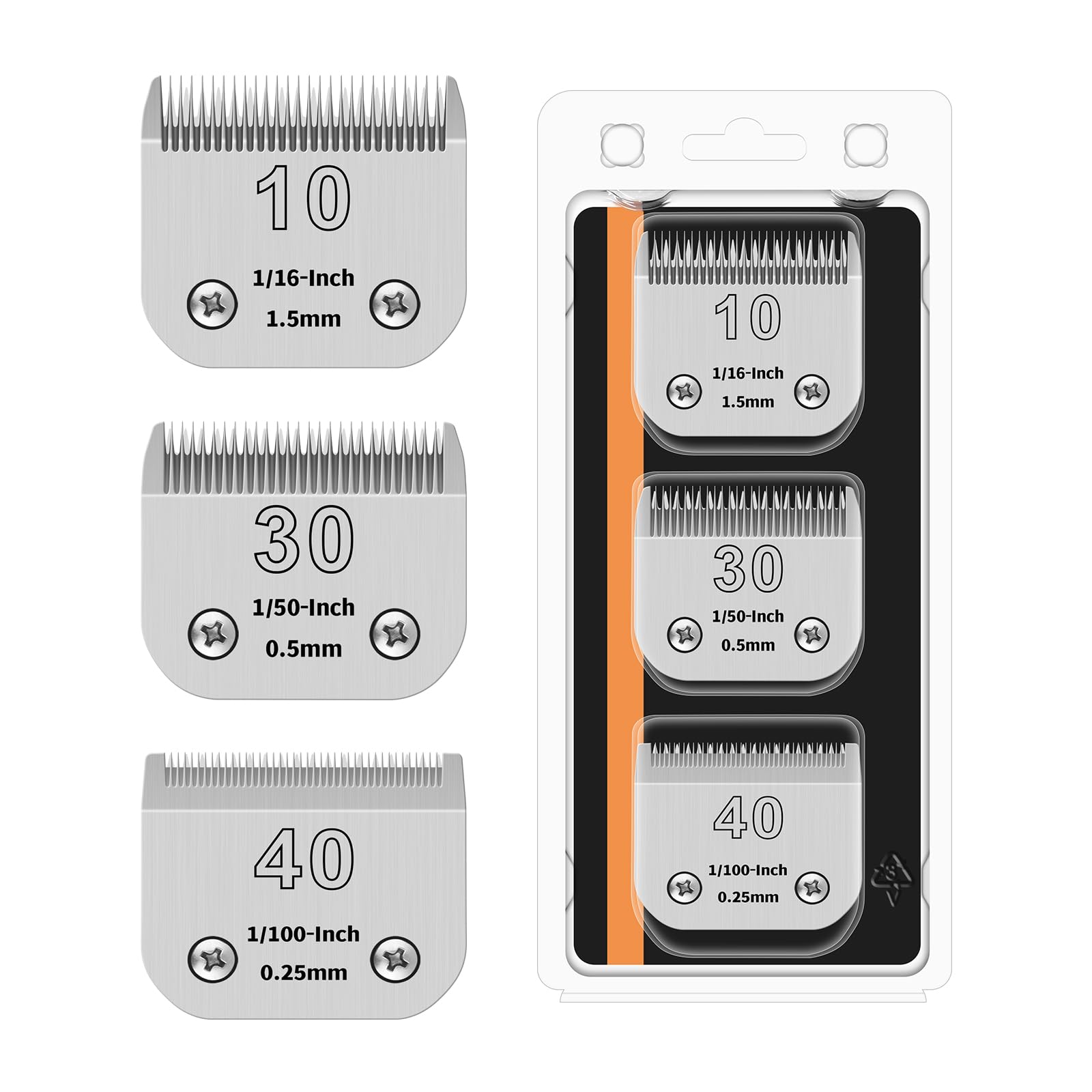 HONGNAL3PACK Dog Grooming Clipper Replacement Blades Compatible with Andis Pet Clipper/Oster A5/Wahl KM Series Dog Clipper,Ceramic Blade & Stainless Steel Blade (10#+30#+40#)