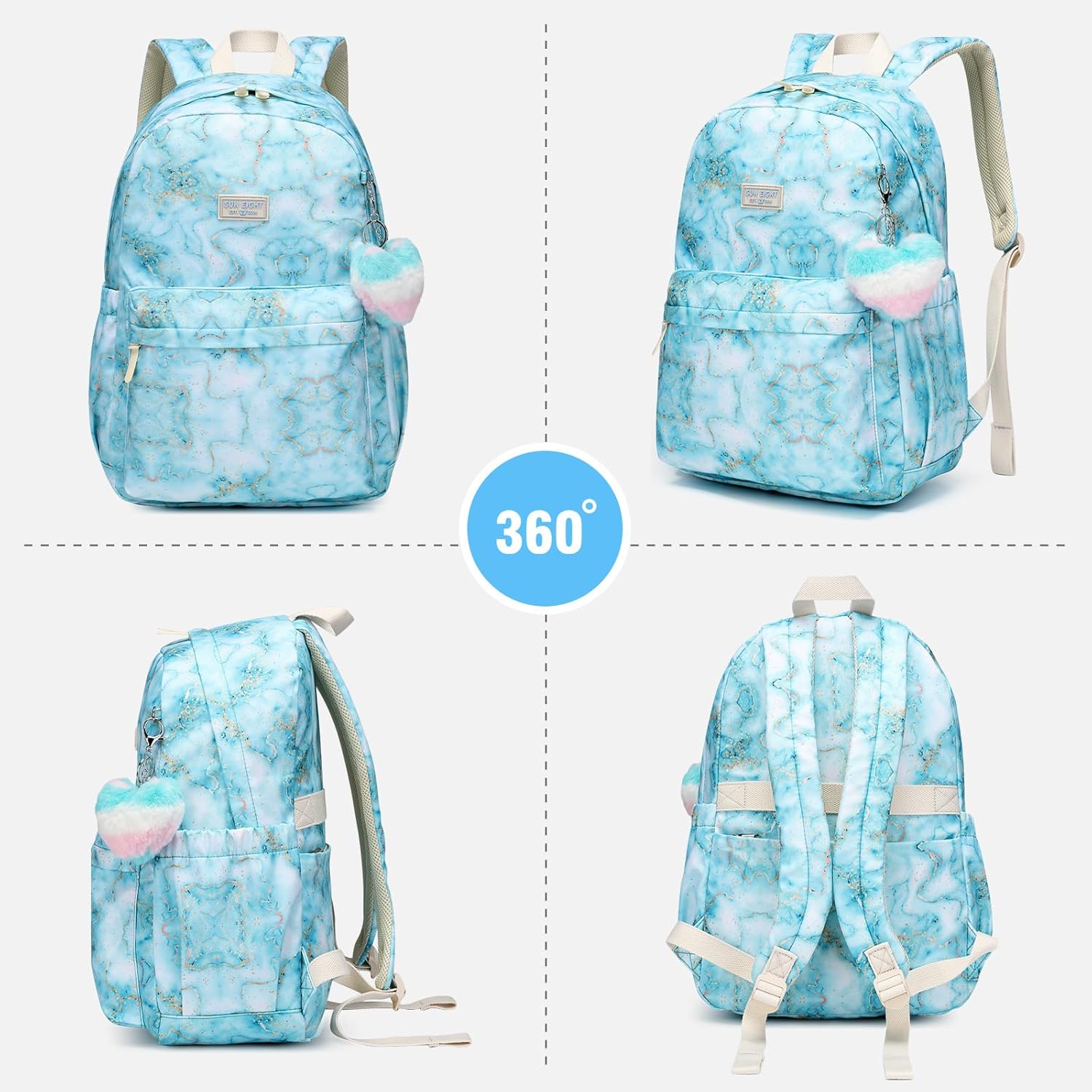 Caran·Y Kids Backpack Large Space Waterproof Classic School Backpack Light Weight Two Size Multi-pocket Toddler Backpack (18-Green, Large) - Image 7