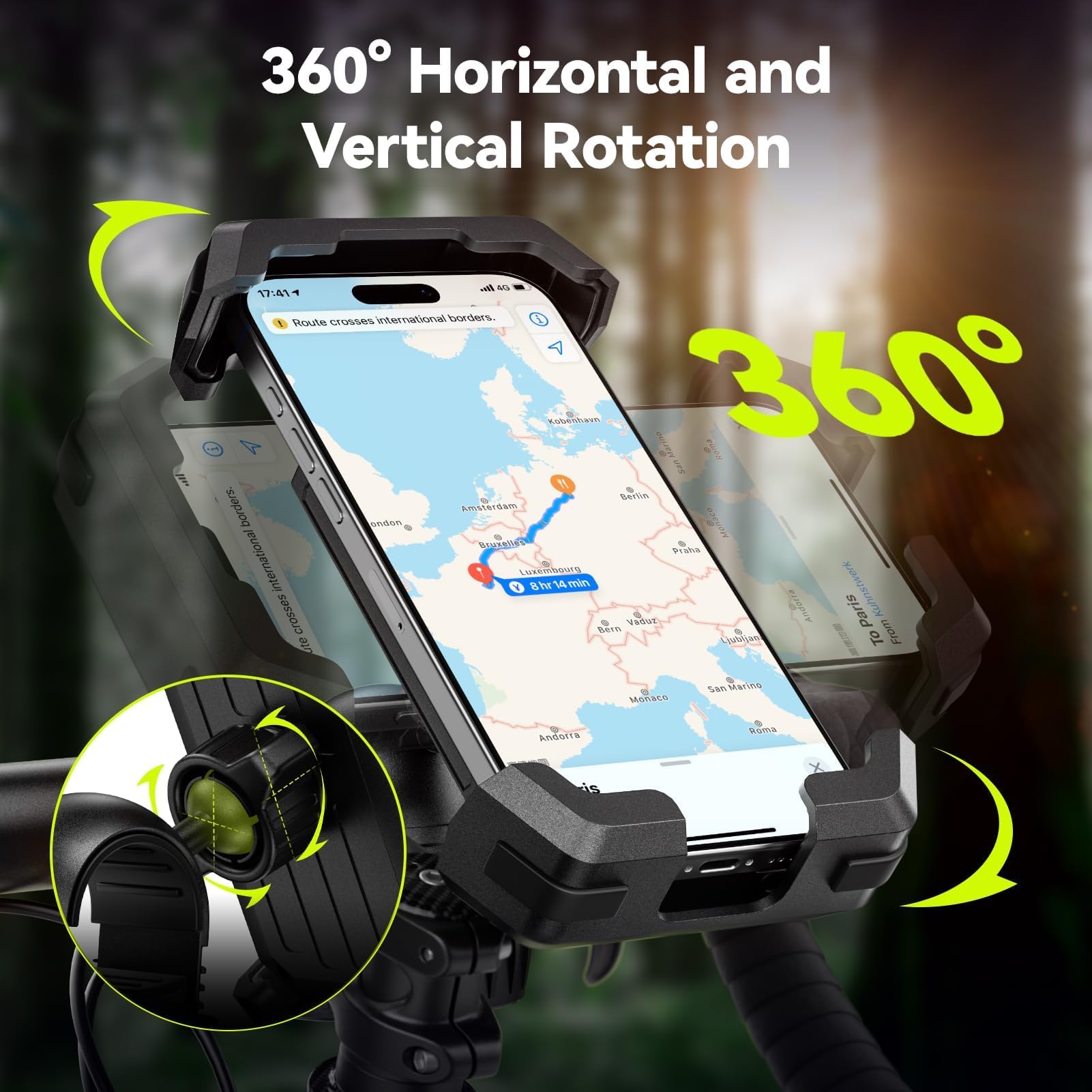 GlasFlength Handyhalterung Fahrrad, 360° Drehbar Handyhalterung Motorrad Anti-Shake E Scooter Handyhalte Rung für Fahrräder Motorräder Roller Handy Halterung Fahrrad Lenker für 4.7