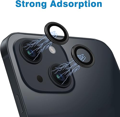 Miniatura 4 de Compatible con iPhone 14 y 14 Plus, protector de lente de cámara antiarañazos, protector de pantalla de vidrio templado 9H, anillo de cámara a