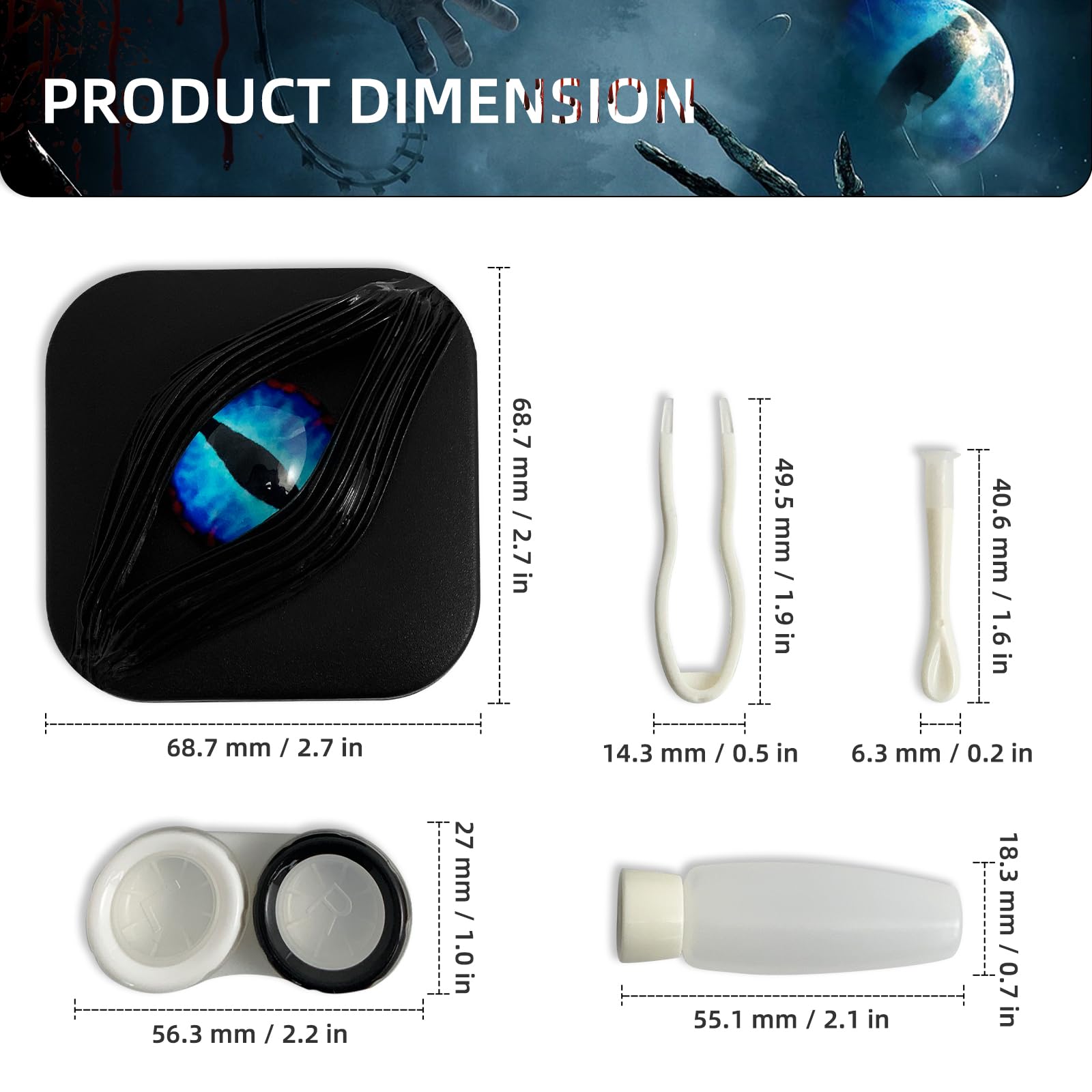 UpaClaire Contact Lens Case, Color Contact Lens Removal Kit - Mystic Eye Blue - Image 2