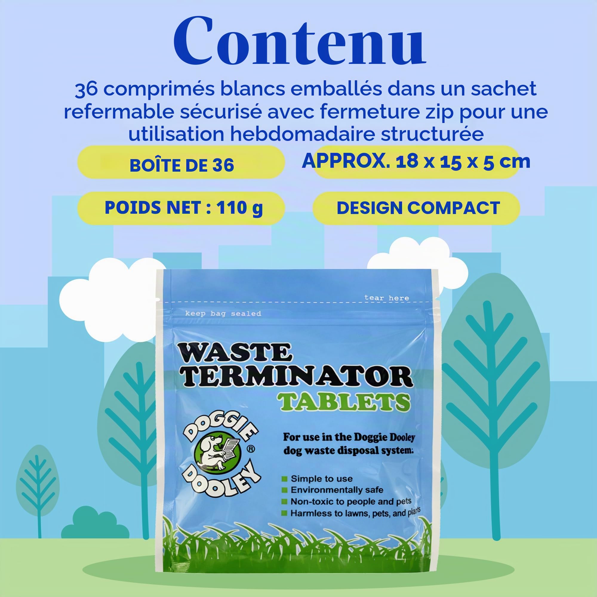 Doggie Dooley 36 Pastilles de déchets Blanc