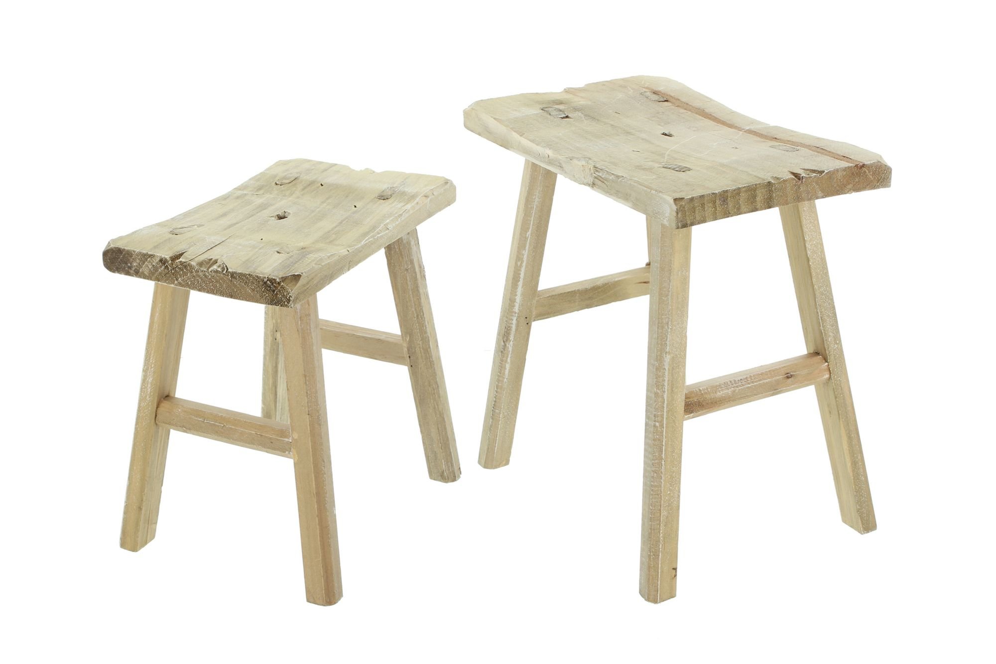 Dekoleidenschaft Lot de 2 tabourets en bois rustique de style antique - Support pour fleurs - Décoration de jardin