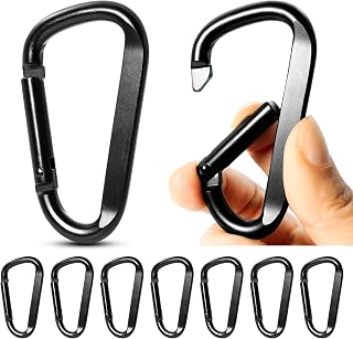 Okoss 9 mosquetones de rosca, gancho de mosquetón en D, mosquetón negro, 6,7 cm, mosquetón de aluminio, juego de mosquetón, clip de mosquetón para camping, pesca, viajes, senderismo, mochila, cinturón
