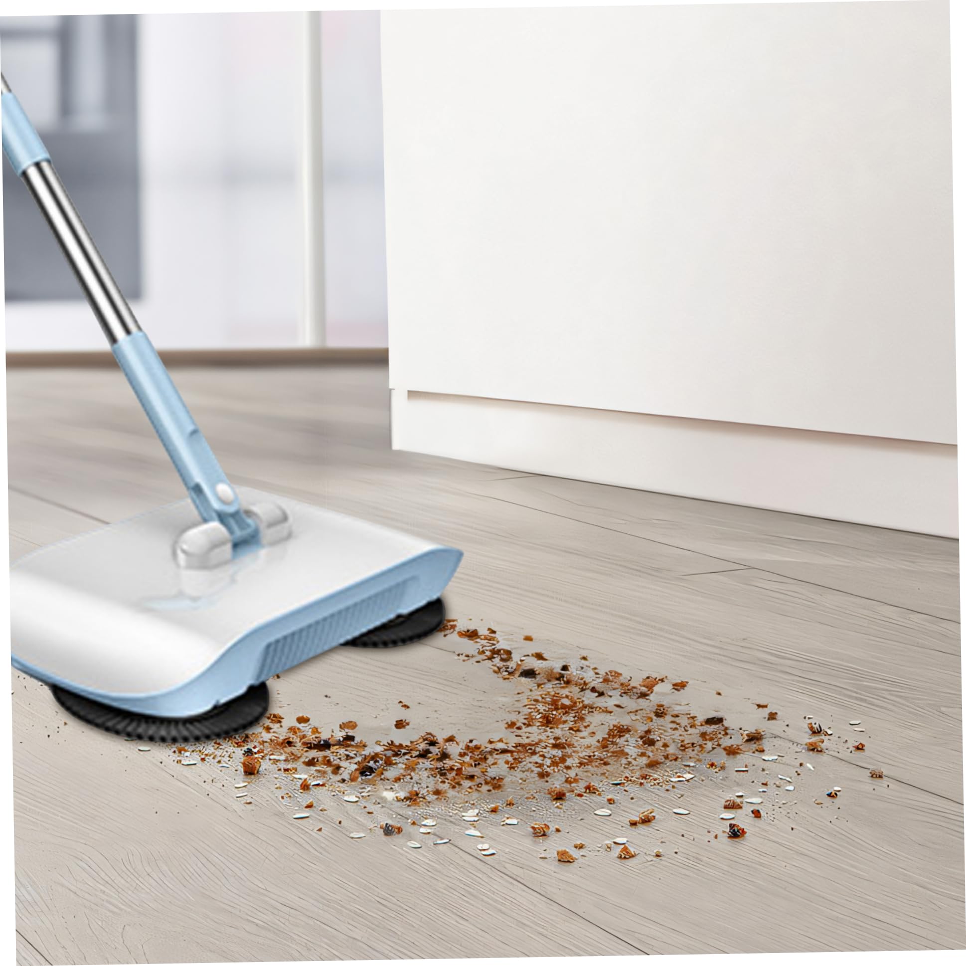 Sweeper à Vide Manuel, balayeur de Plancher Non électrique à Vide à 180 degrés à 180 degrés, balayeur Manuel pour Tapis et planchers (Bleu) 2 en 1