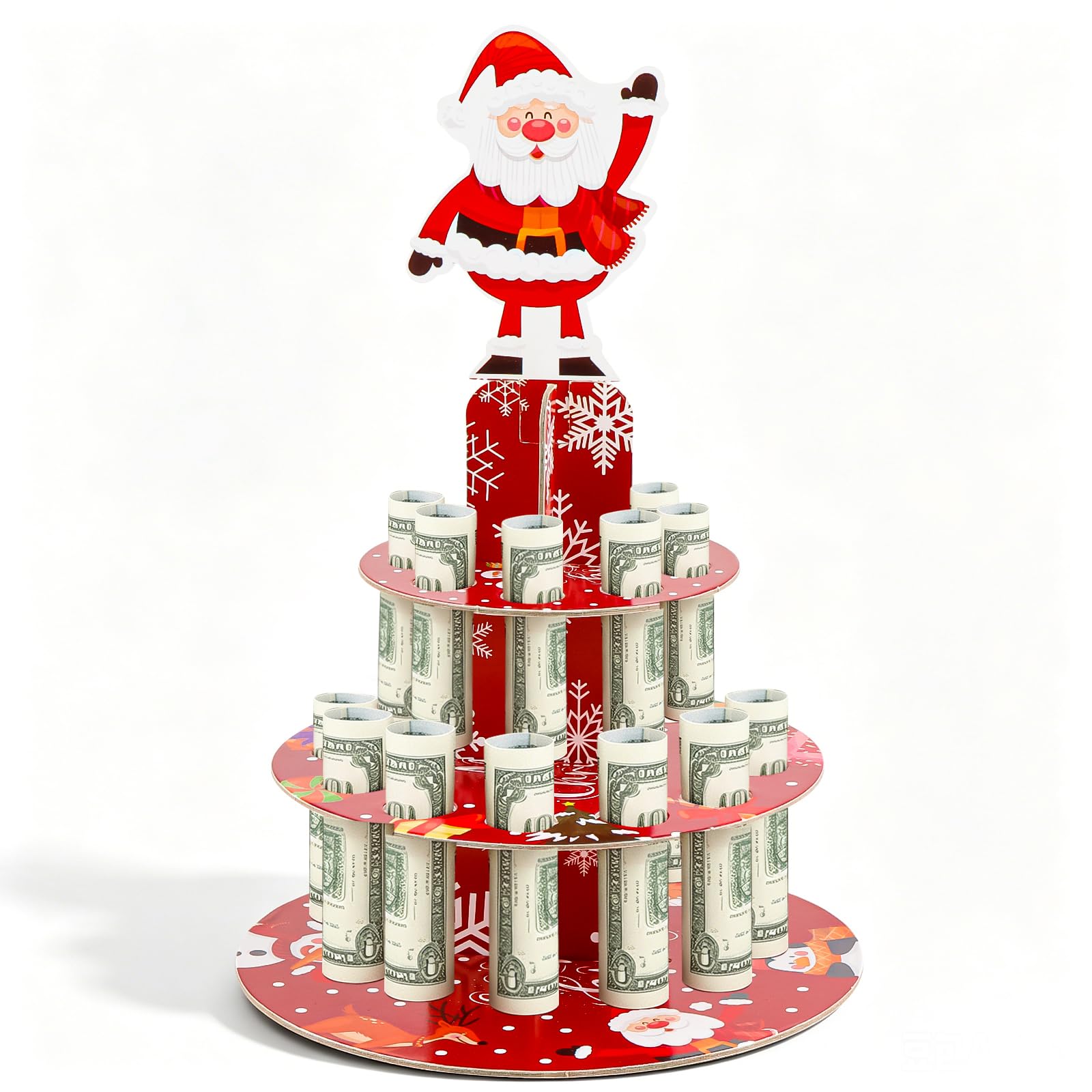 Yiran Christmas Money Holder 20 Slots, Paper Money Tree Cake Stand for Cash Gifts, Fun Christmas Surprise for Kids Family, Christmas Money Gift Gift Presentation Box for Bills & Game Notes