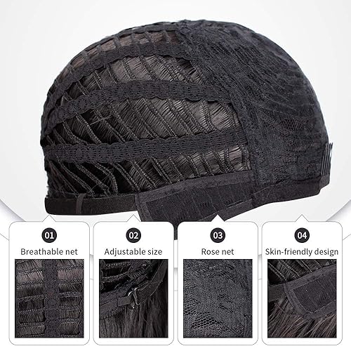 Miniatura 7 de Nnzes Peluca rubia con flequillo para mujer, longitud al hombro, ondulada, encantadora, pelucas sintéticas con cabello rizado natural resistente al