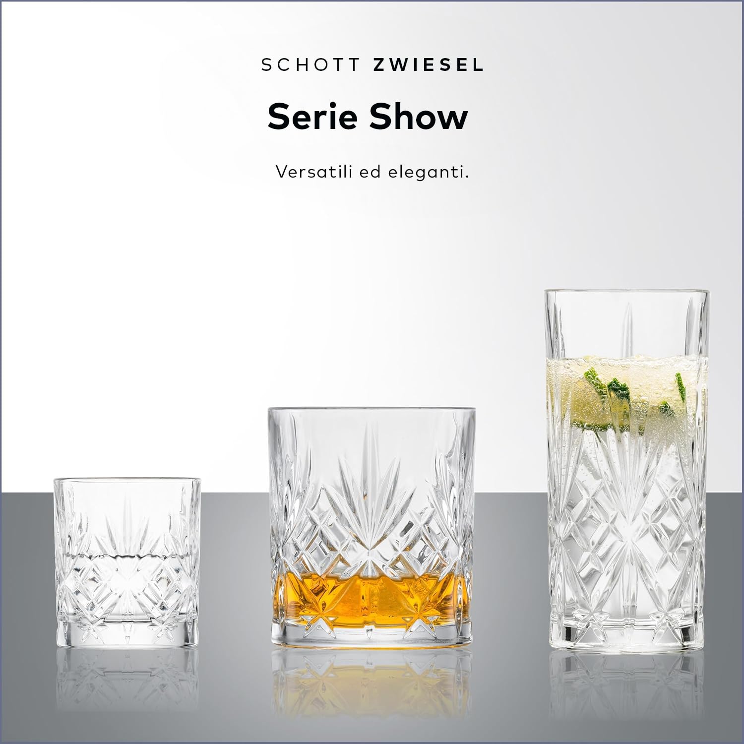 SCHOTT ZWIESEL Bicchieri per long drink Show (set di 4), grazioso bicchiere per long drink con rilievo, bicchieri in cristallo lavabili in lavastoviglie (art. 121878)