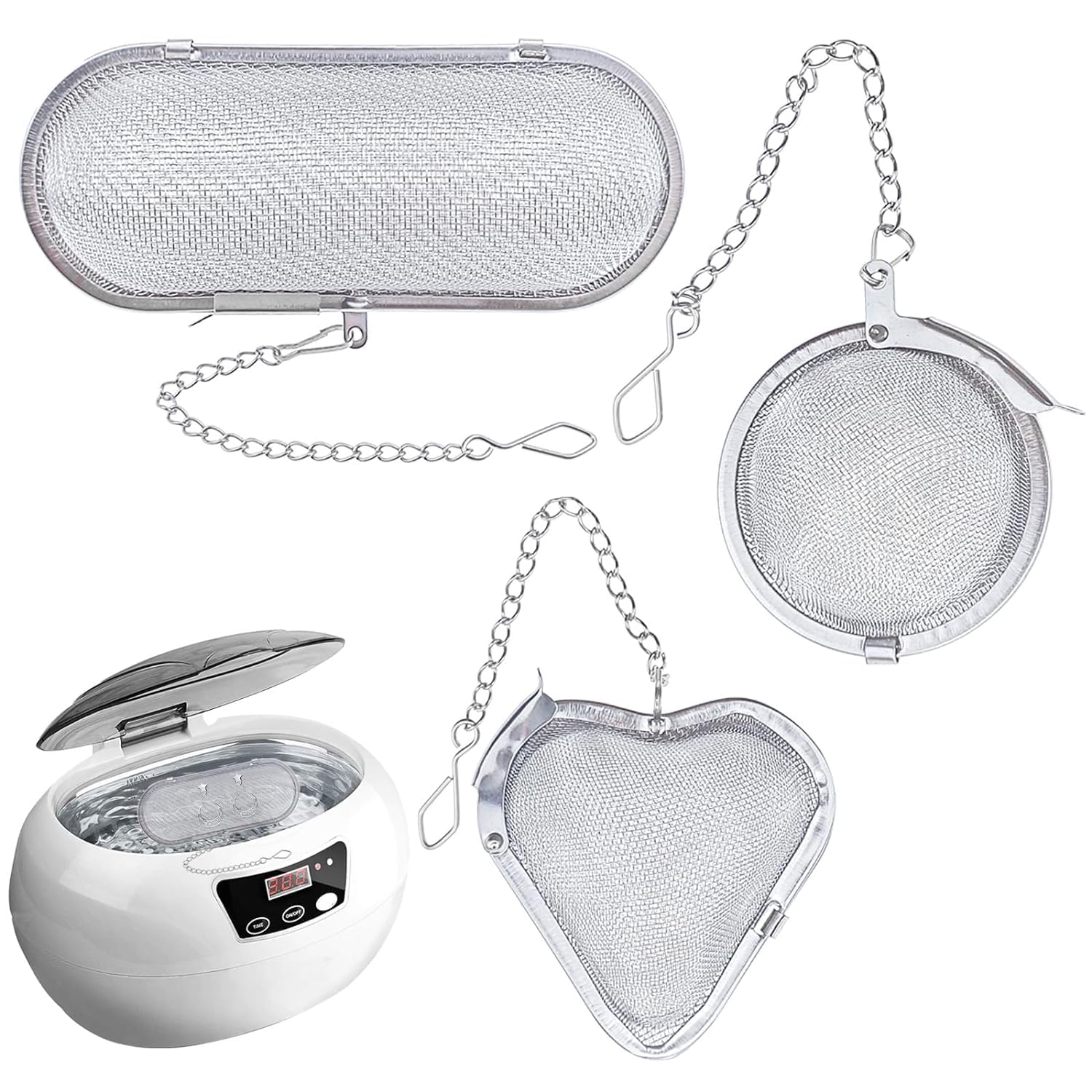 3 Pack Ultrasonic Cleaner Stainless Steel Fine Mesh Parts Cleaning Basket with Lock