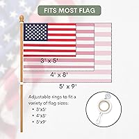 Vista 5 de 56" Wooden Flag Pole for House Pack of 2 Improved Design Tangle Free Adjustable Rotating Rings Heavy Duty Flag Poles for Outside Fit Most Flag Sizes