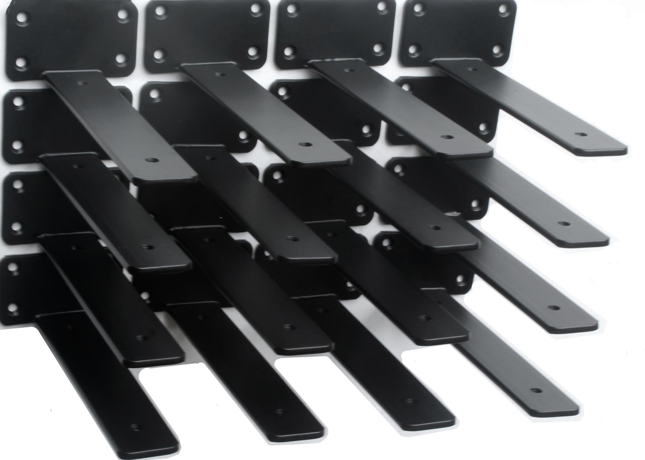 20 Pack - 8 inch Black Hidden L Shelf Bracket (1/5 Inch Thicked) Iron Floating Shelf Brackets Rustic Industrial Metal Brackets for Shelf Support