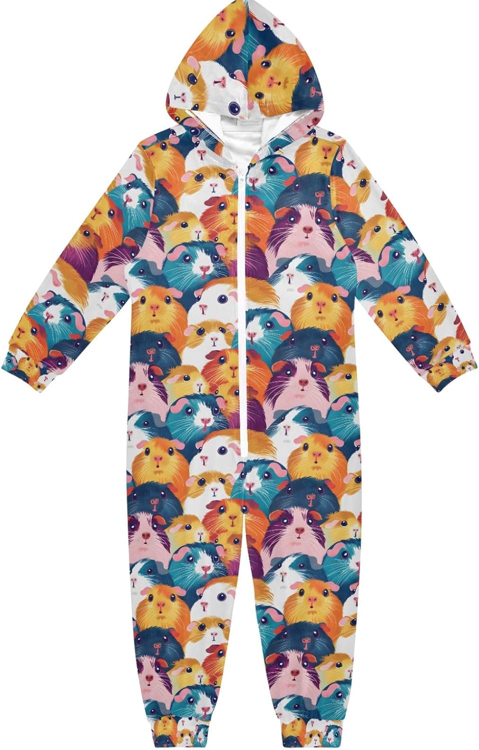 Colorful Dragon with Flame Wings Onesie Pajamas Zip Up One Piece Sleepwear Hooded Jumpsuits