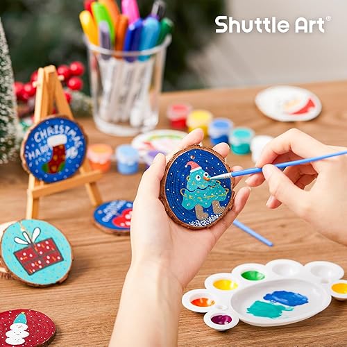 Miniatura 7 de Shuttle Art - Juego de 70 rebanadas de madera natural para manualidades, 2,8 a 3,1 pulgadas, círculos de madera sin terminar con agujero, cuerda de