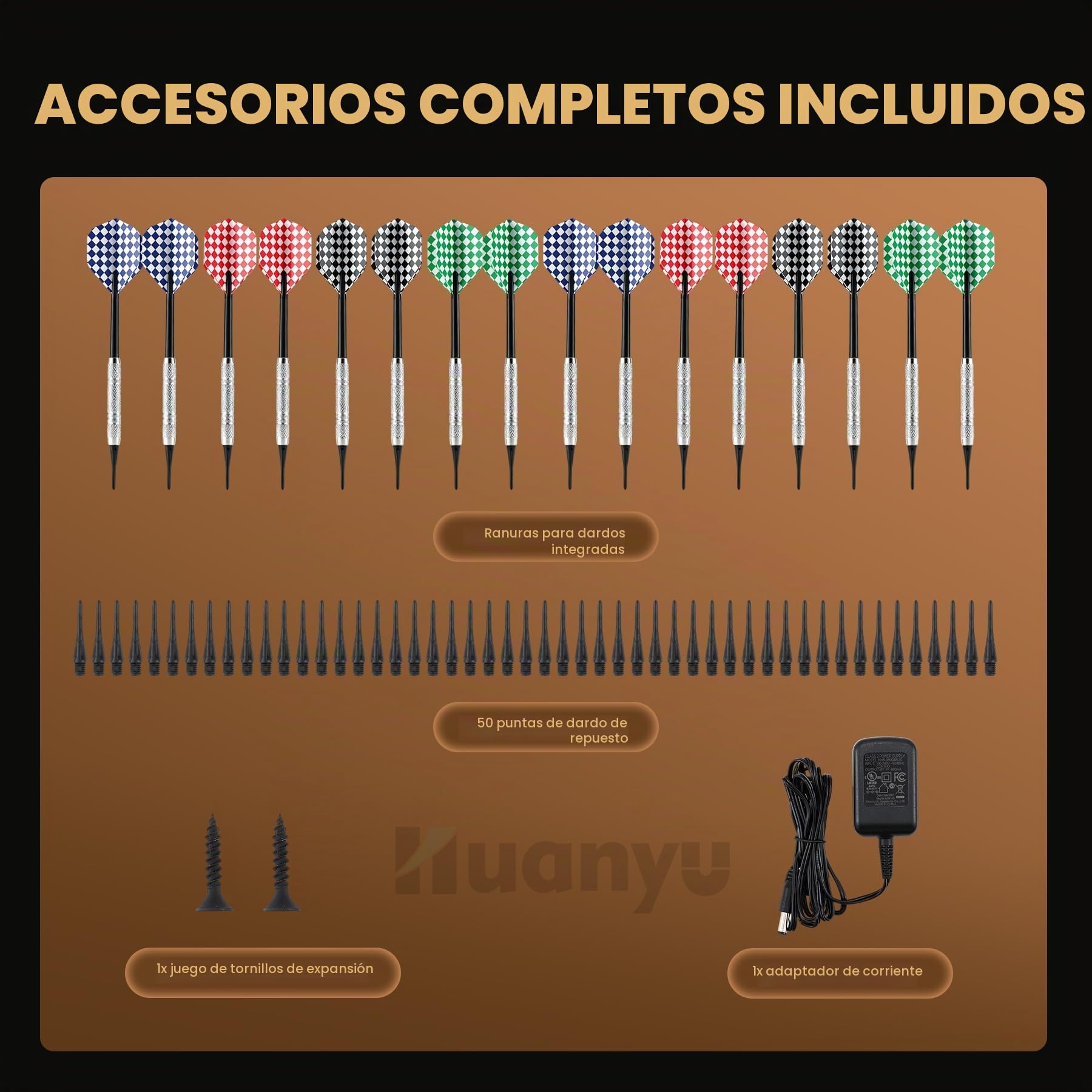 Huanyu Diana electrónica Juego de Diana LED con Armario para Adultos con 12 Dardos de Punta Blanda para hasta 8 Jugadores, 25 Juegos, Ideal para Salas de Juegos Familiares y Bares