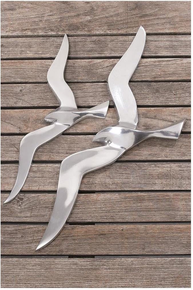 BOLTZE Aluminium Nickle Plated Bird Model 18.5" Silver Effect Wall Decoration