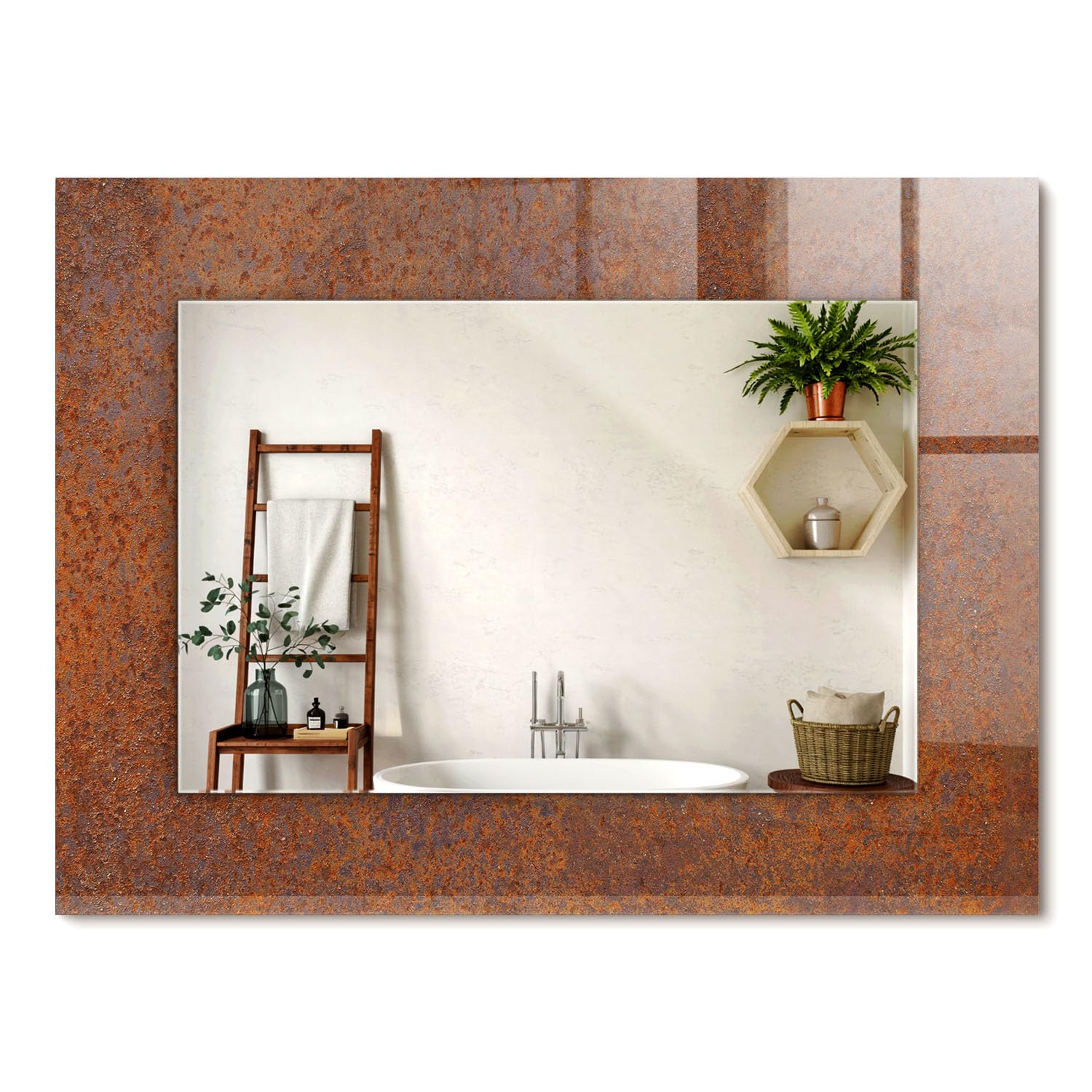 Miroir rectangulaire cadre verre imprimé déco moderne chambre salon