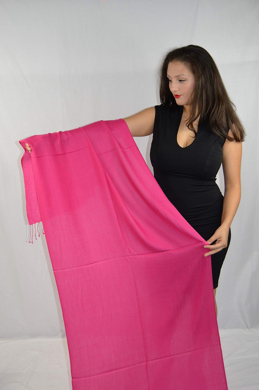 Lightweight Pashmina Silk Shawl Wrap Scarf for Women & Men–Summer Shawl for Dress, Wedding, Bridal, Prom, Travel, Mens scarf (Hot Pink)