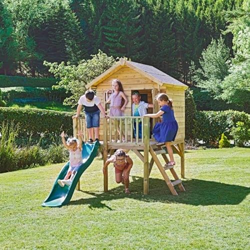 Rebo® 5FT x 5FT Childrens Wooden Garden Playhouse on Deck with 6ft Slide - Nightingale Purple | OutdoorToys | Kids' Outdoor Wooden Garden Wendy House, Children's Play Shed, Weather Resistant - Image 6