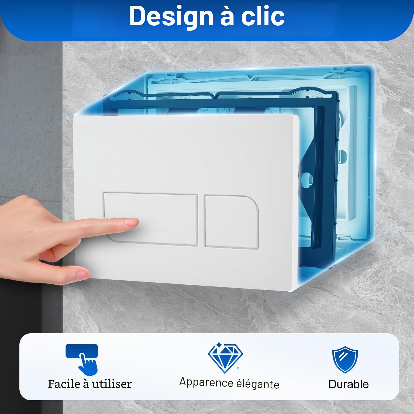 Plaque de Commande WC Suspendu, Plaque de Déclenchement Geberit Wcà Double Chasse d’Eau, Compatible avec GEBERIT SIGMA01/20/21/30/50 UP300/320, Plaque de Commande WC Suspendu (Blanc)