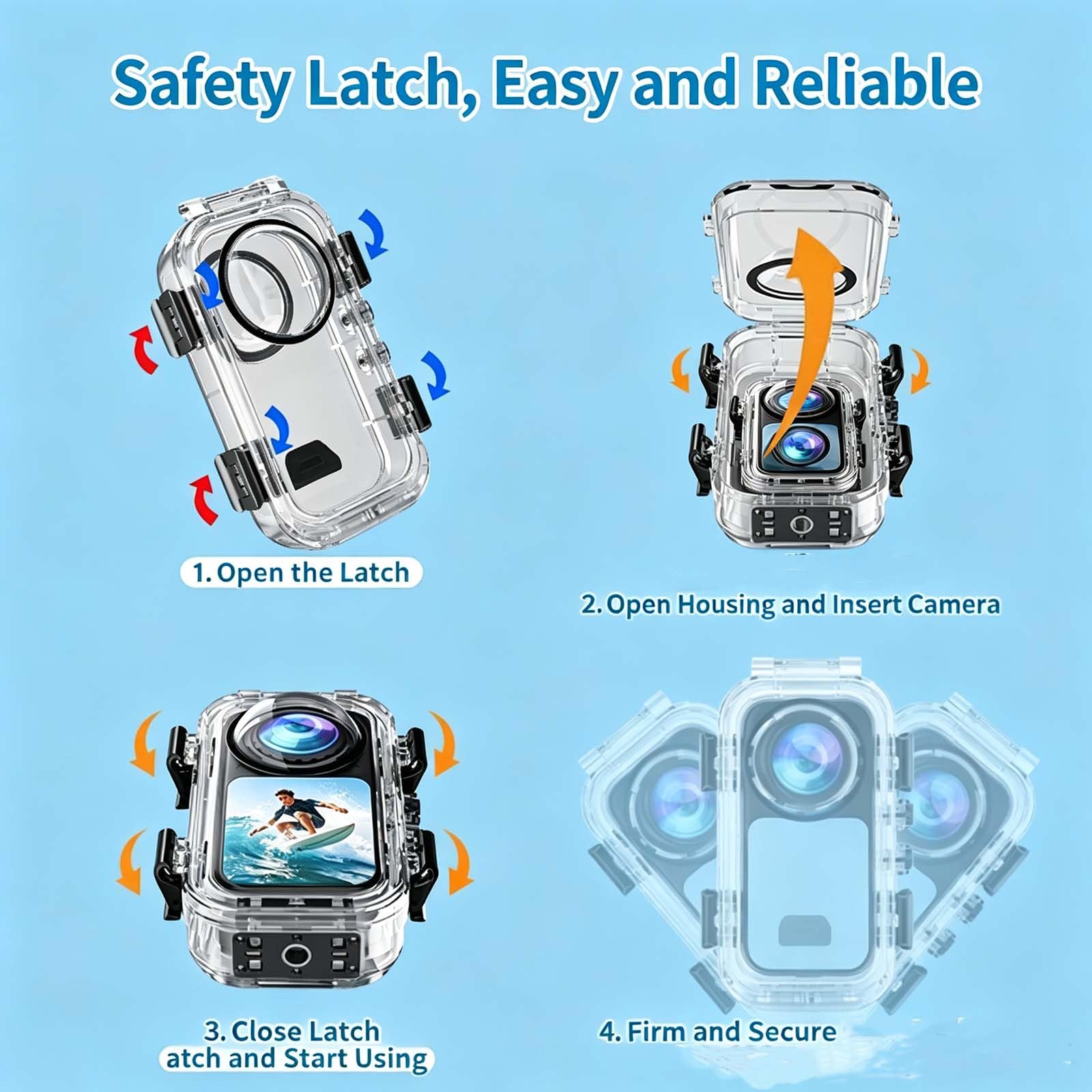 Carcasa sumergible impermeable para Insta360 X6 carcasa de liberación rápida