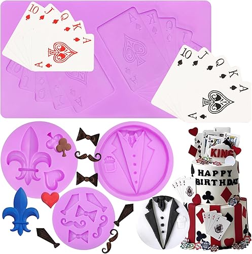 Molde de silicona de póquer, molde de chocolate con forma de espada para club de corazón, corbata para barba, moldes para hornear para el día del