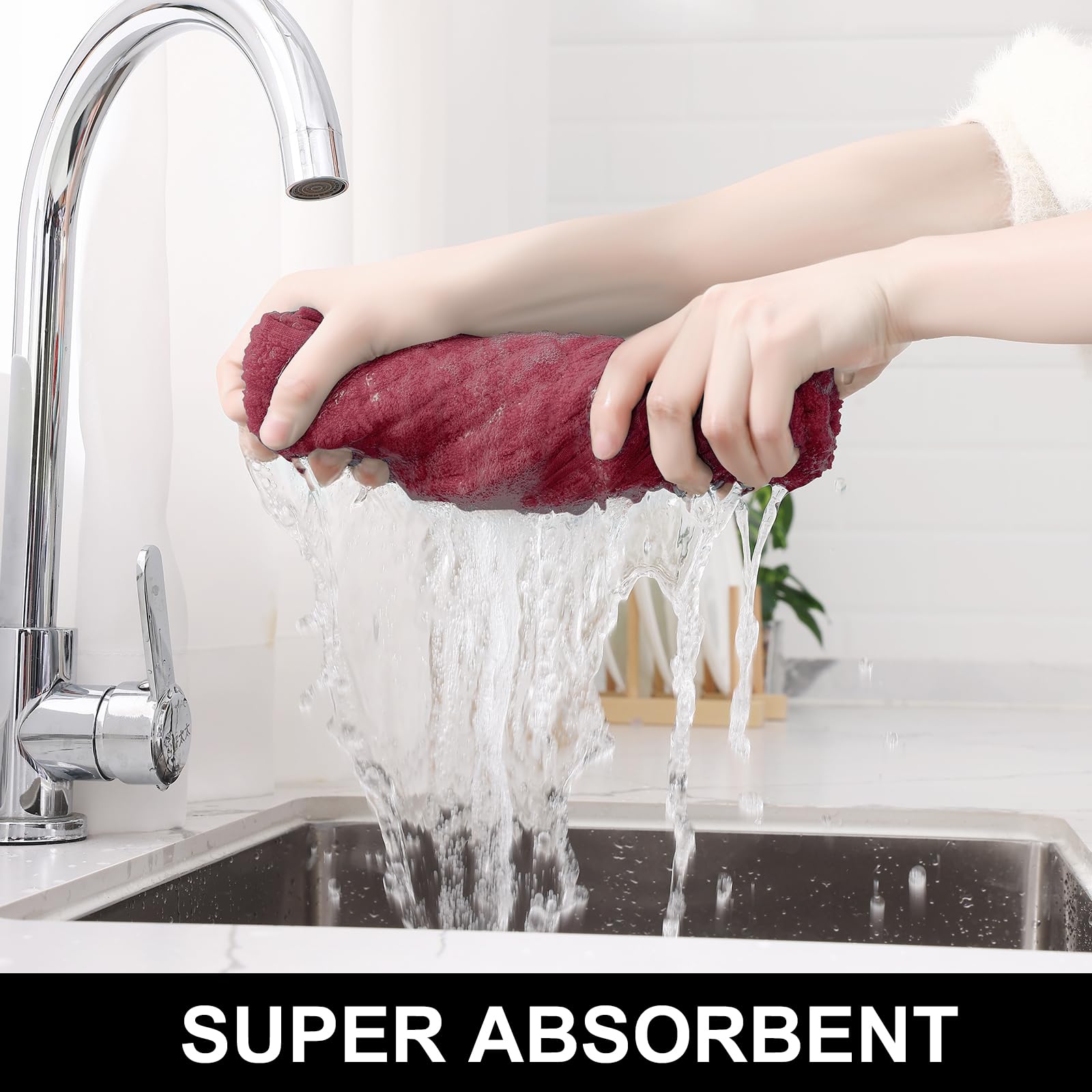 Homaxy Lot de 6 torchons de cuisine en coton de qualité supérieure 40,6 x 71,1 cm, grands torchons de cuisine naturels filés à l'anneau de 390 g/m², torchons de cuisine en éponge super absorbants