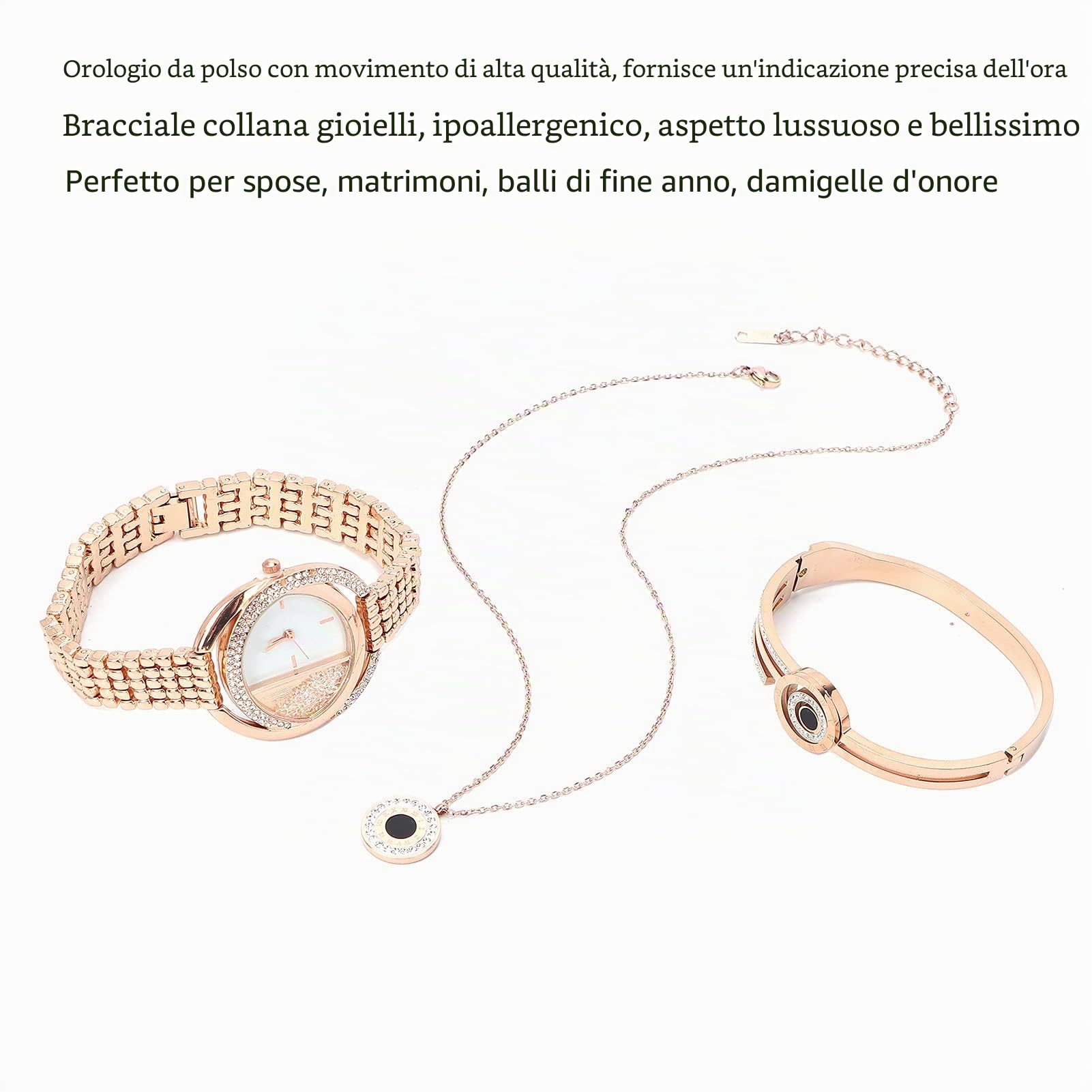 Orologio con Set di Braccialetti, Orologio da Donna Alla Moda da Lavoro, Set di Collana con Bracciale, Anniversario, Regalo di Compleanno, Orologio da Polso, Bracciale, Set di Gioielli