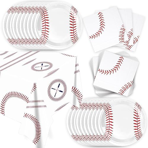 41 suministros de fiesta de béisbol, incluye 20 platos, 20 servilletas y 1 mantel, utilizado para decoración de fiesta de cumpleaños de béisbol