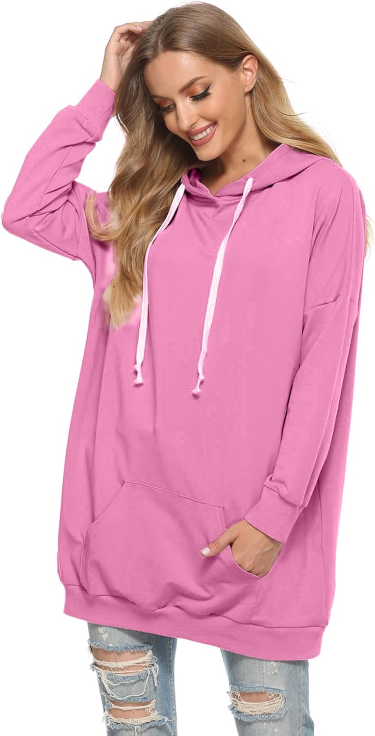 Famulily Womens Oversized Hoodie Extra Long Hooded Tunic Sweatshirt with Pockets - Image 3