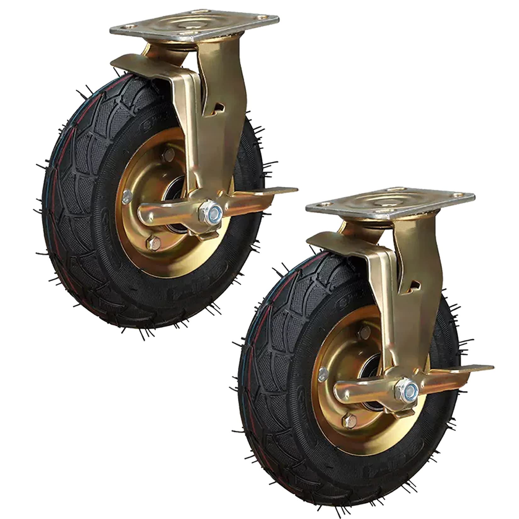 Roulettes pneumatiques en caoutchouc pour supprimer les vibrations des chariots