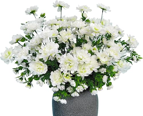 Paquete de 4 paquetes de flores artificiales de seda gerbera, arbustos, plantas, arbustos de flores para el hogar, jardín, boda, decoración interior